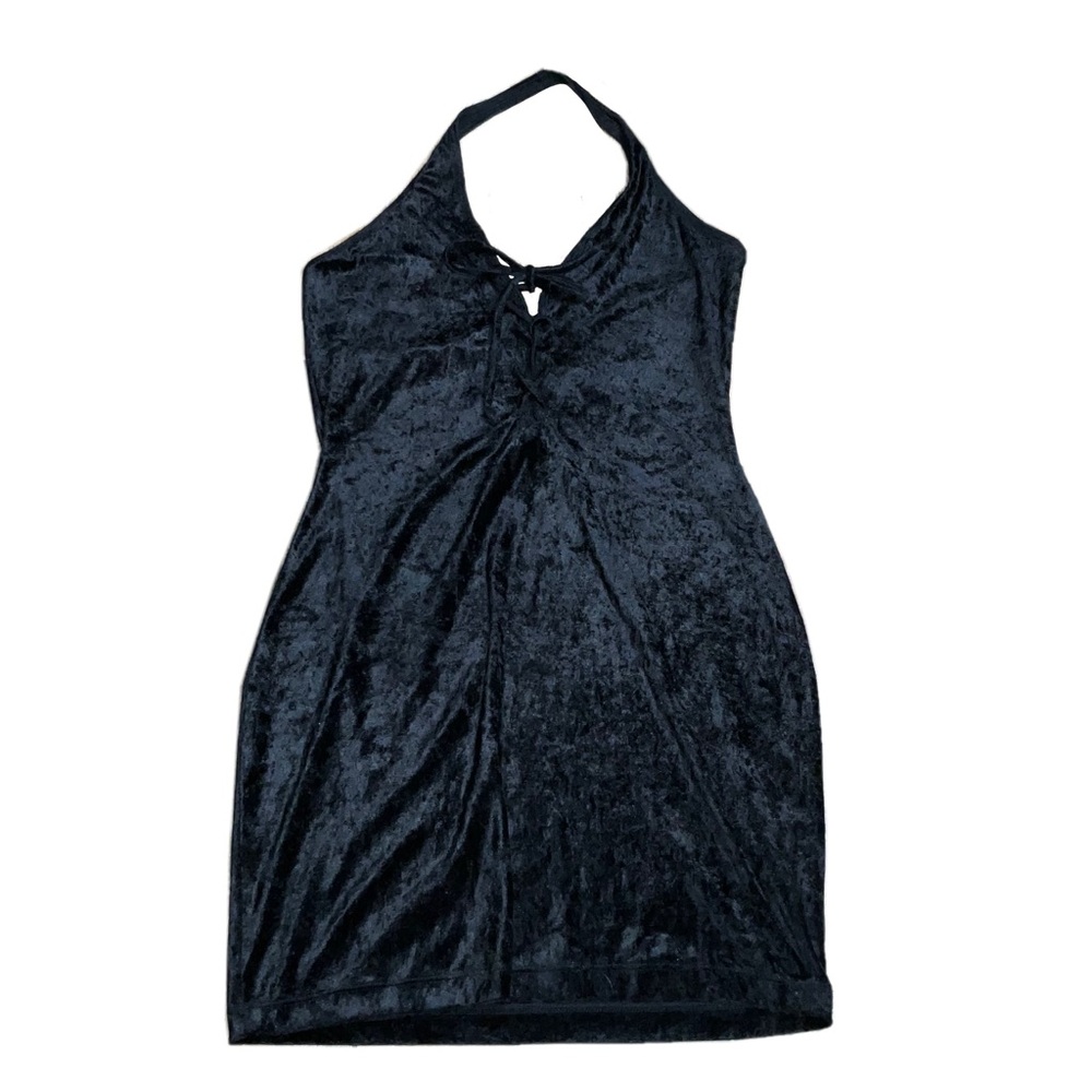 Fredricks of Hollywood vintage 90s y2k velvet halter laceup mini dress size M/L